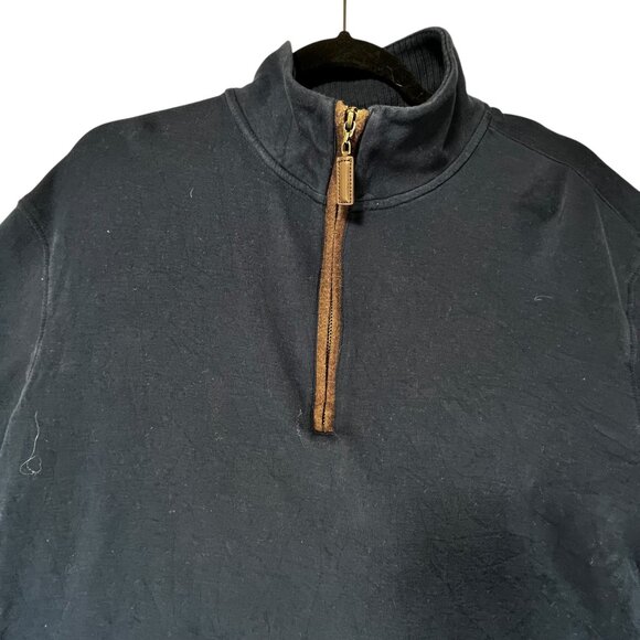 Cremeux Classic Navy Blue Quarter Zip Pullover Sweater Large Ribbed Cuffs - Picture 4 of 9